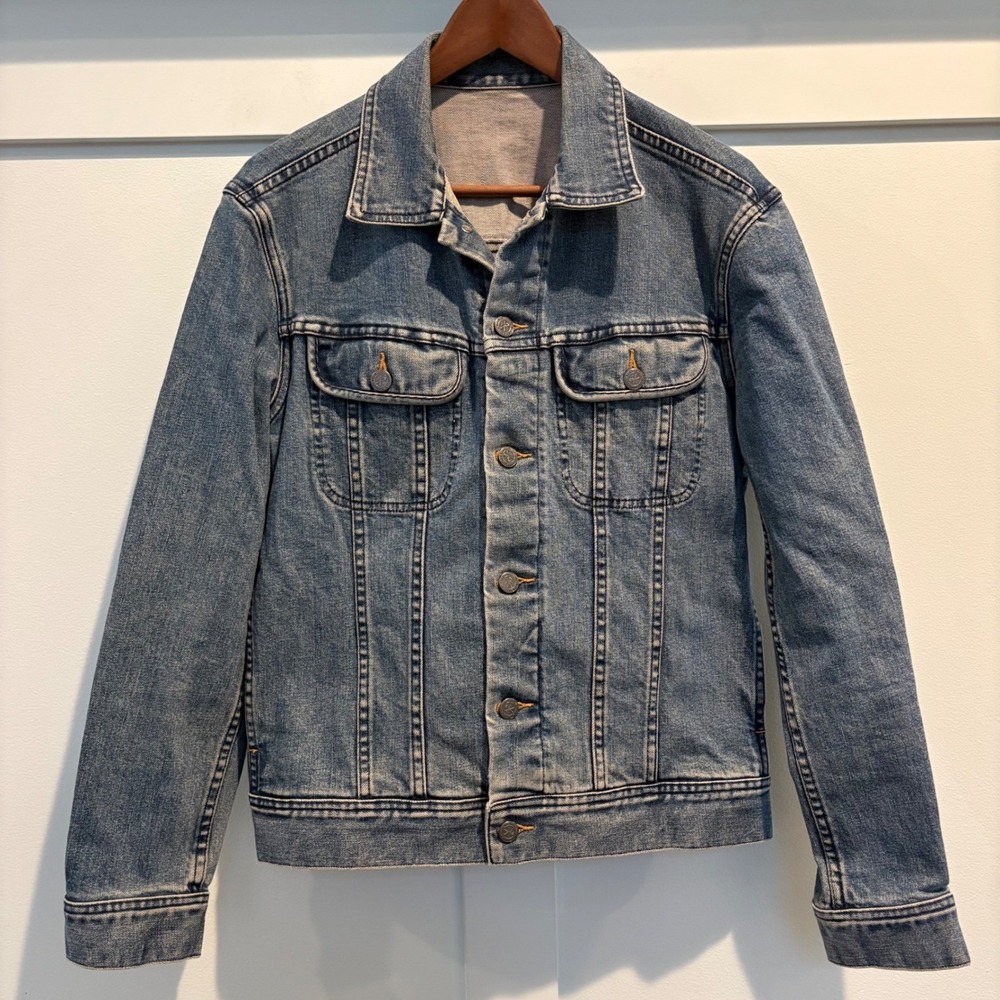 A.P.C. Mens Denim Jacket Small Medium Wash French Minimalist Trucker - Picture 2 of 14